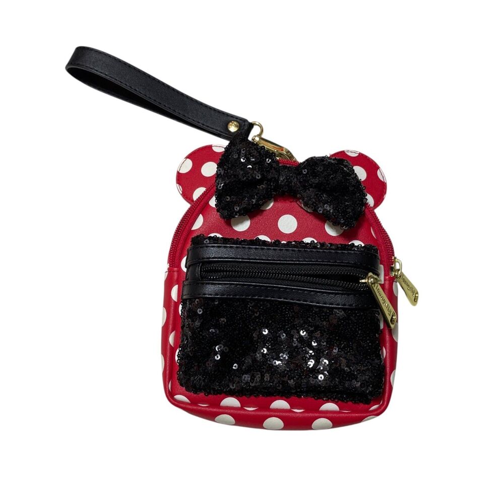 Loungefly Disney Minnie Mouse Red White‎ Black Sequins Zippered Pockets